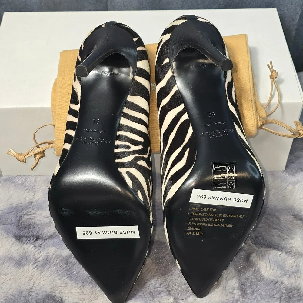 NWB Michael Kors Collection‎ Muse Runway Zebra Print Calf Hair Stilettos US 8